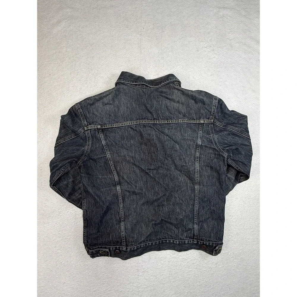 HM Divided Mens Denim Trucker Jacket Dark Wash Black Cotton XL Classic Casual